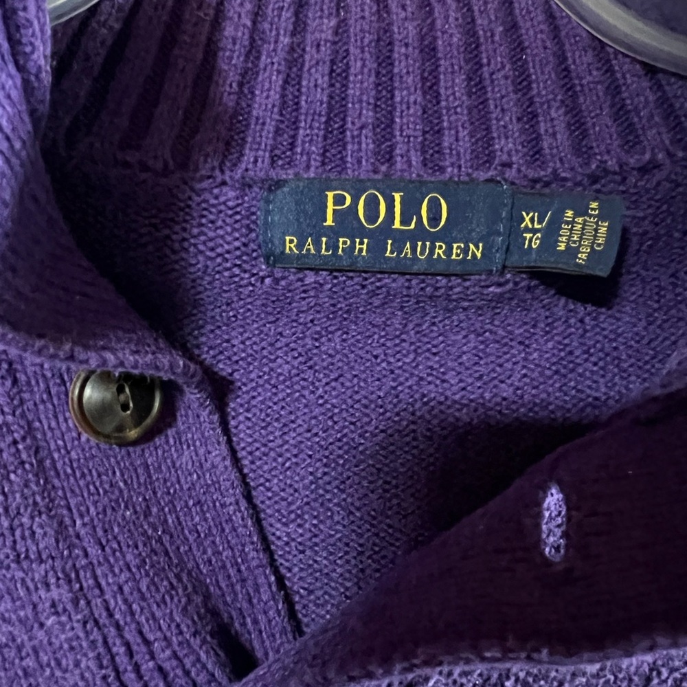 Polo Ralph Lauren Purple XL Turtleneck Sweater With Three Buttons - Picture 2 of 13